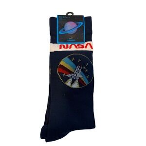 NASA Crews Space Shuttle Rocket Launch Socks Shoe 6.5-12 Blue